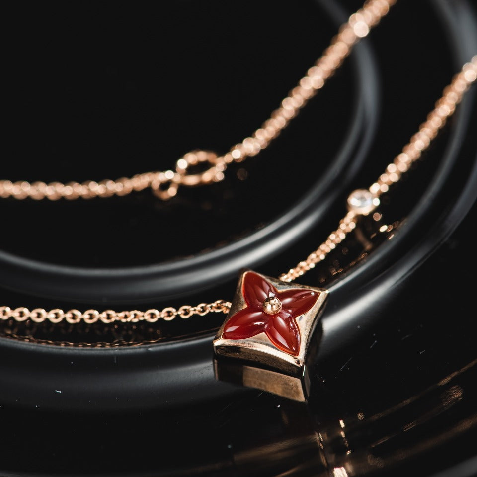 [Rose Jewelrys]STAR NECKLACE PINK GOLD 1 DIAMOND