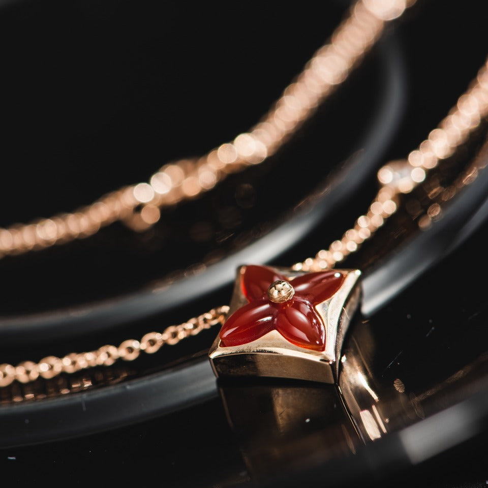[Rose Jewelrys]STAR NECKLACE PINK GOLD 1 DIAMOND