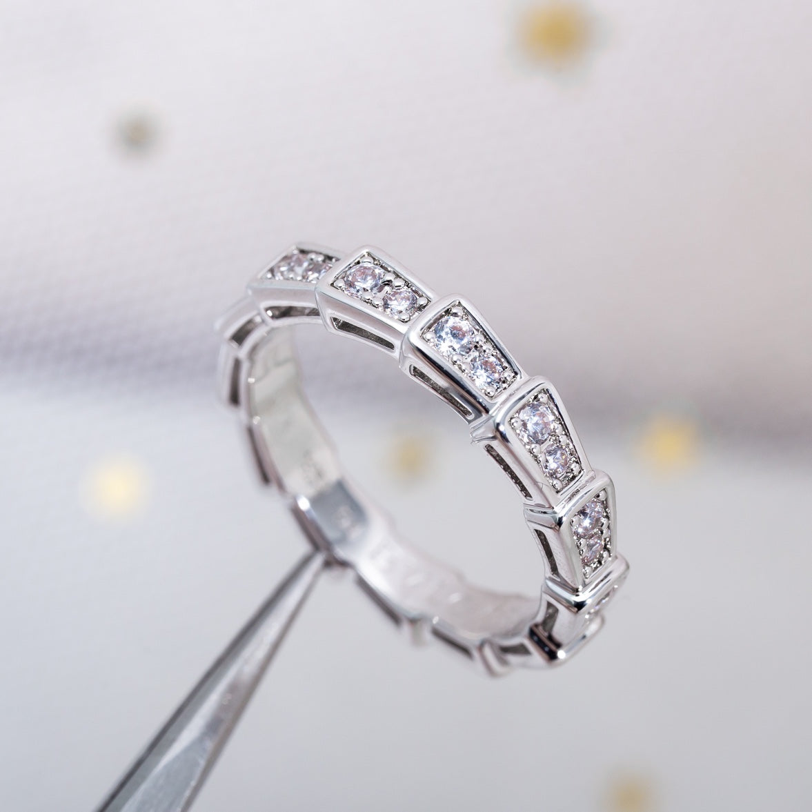 [Rose Jewelrys]SERPENTI RING SILVER DIAMOND PAVED 3MM
