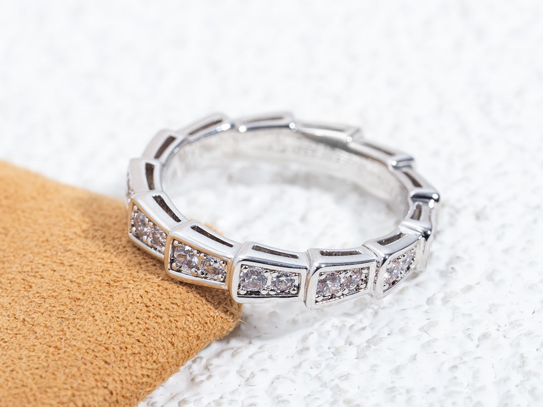 [Rose Jewelrys]SERPENTI RING SILVER DIAMOND PAVED 3MM