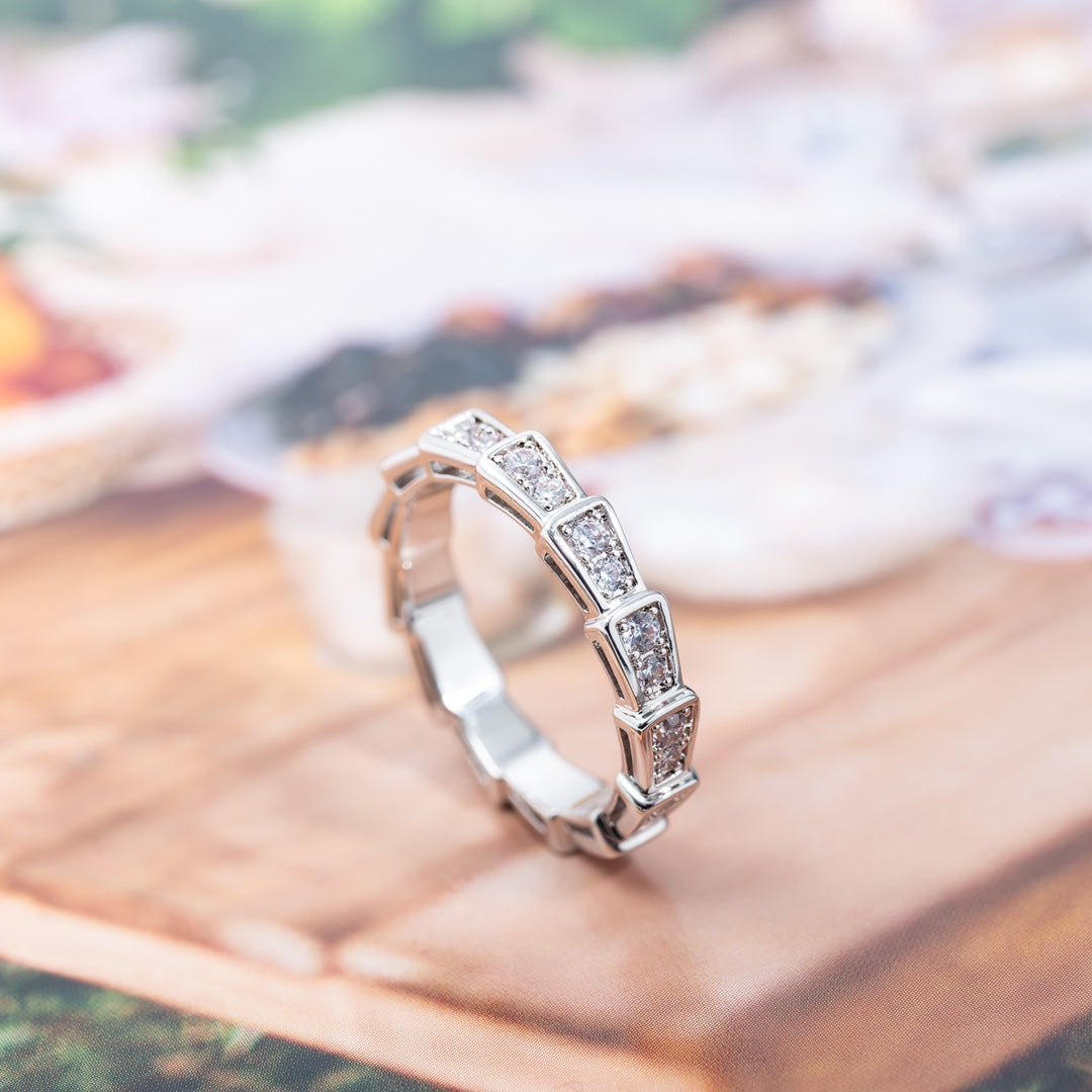 [Rose Jewelrys]SERPENTI RING SILVER DIAMOND PAVED 3MM