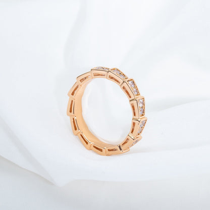[Rose Jewelrys]SERPENTI RING PINK GOLD DIAMOND PAVED 3MM