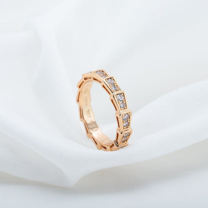 [Rose Jewelrys]SERPENTI RING PINK GOLD DIAMOND PAVED 3MM