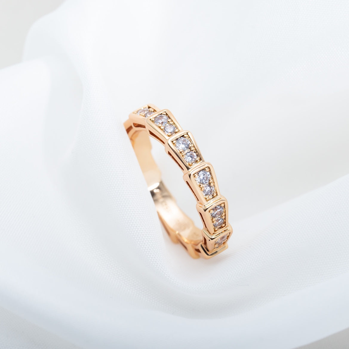 [Rose Jewelrys]SERPENTI RING PINK GOLD DIAMOND PAVED 3MM