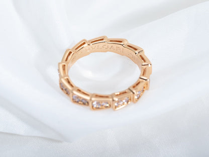 [Rose Jewelrys]SERPENTI RING PINK GOLD DIAMOND PAVED 3MM