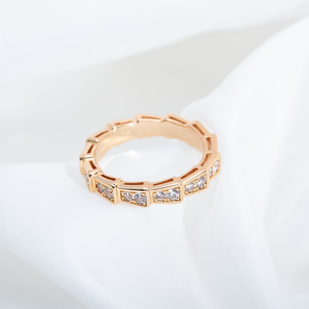[Rose Jewelrys]SERPENTI RING PINK GOLD DIAMOND PAVED 3MM