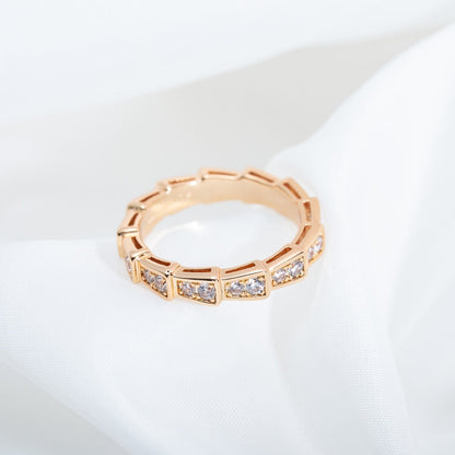 [Rose Jewelrys]SERPENTI RING PINK GOLD DIAMOND PAVED 3MM