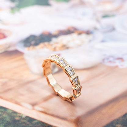 [Rose Jewelrys]SERPENTI RING PINK GOLD DIAMOND PAVED 3MM