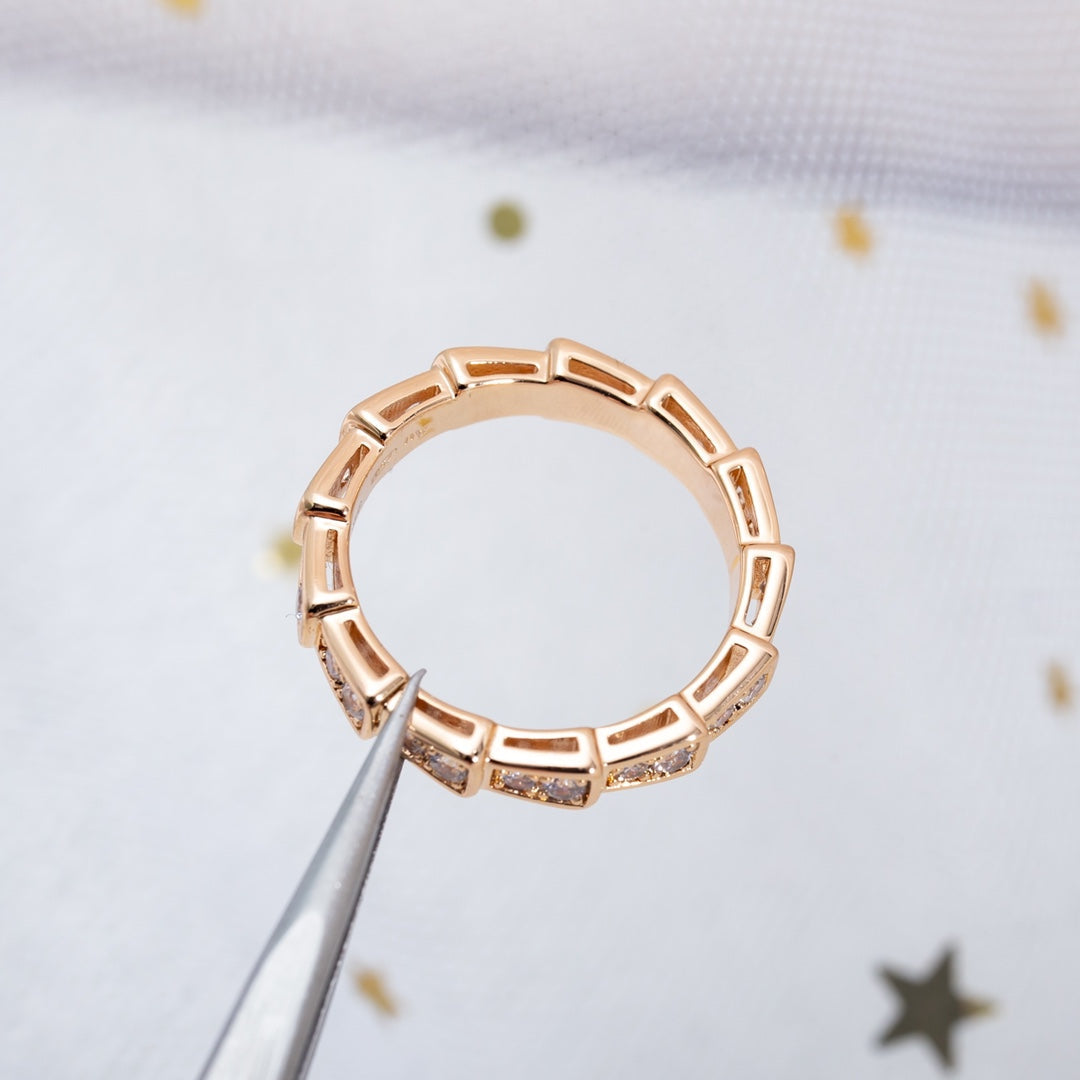 [Rose Jewelrys]SERPENTI RING PINK GOLD DIAMOND PAVED 3MM