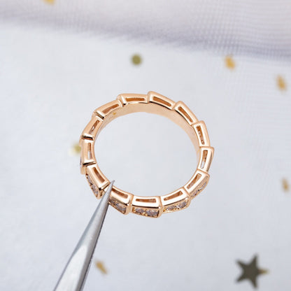 [Rose Jewelrys]SERPENTI RING PINK GOLD DIAMOND PAVED 3MM