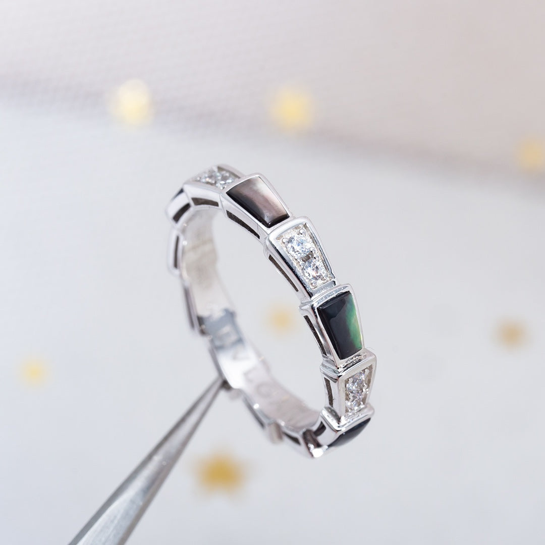 [Rose Jewelrys]SERPENTI RING SILVER  DIAMOND BLACK MOP 3MM