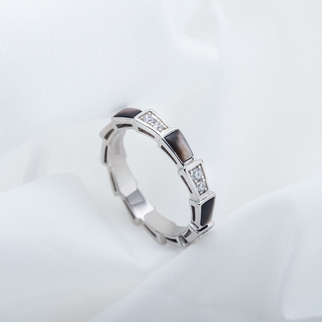 [Rose Jewelrys]SERPENTI RING SILVER  DIAMOND BLACK MOP 3MM