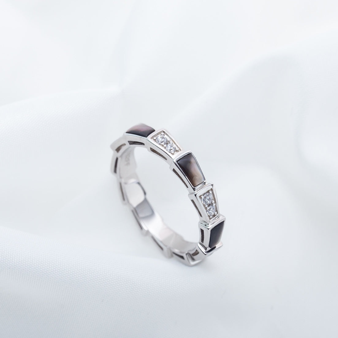 [Rose Jewelrys]SERPENTI RING SILVER  DIAMOND BLACK MOP 3MM