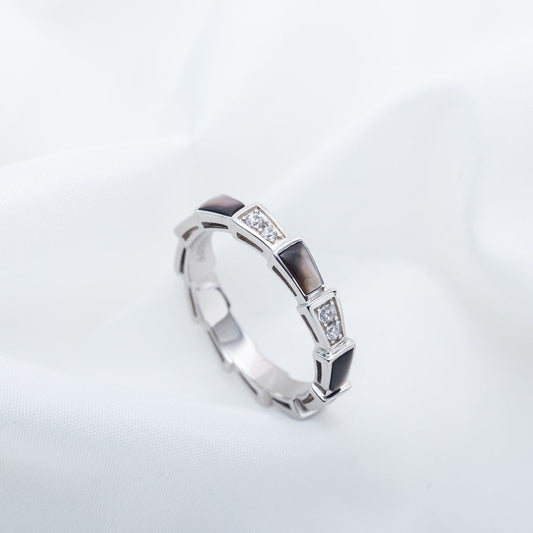 [Rose Jewelrys]SERPENTI RING SILVER  DIAMOND BLACK MOP 3MM
