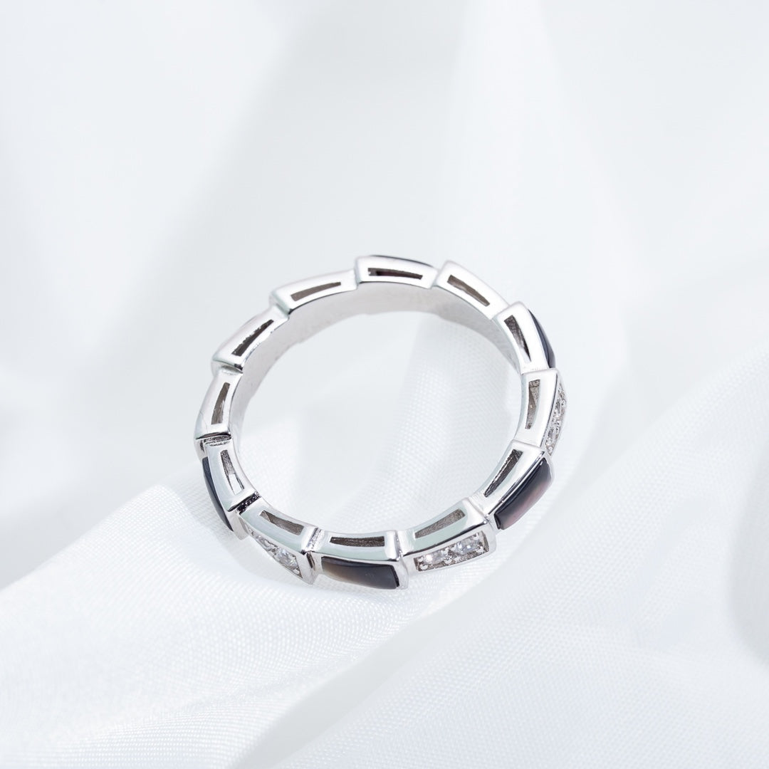 [Rose Jewelrys]SERPENTI RING SILVER  DIAMOND BLACK MOP 3MM