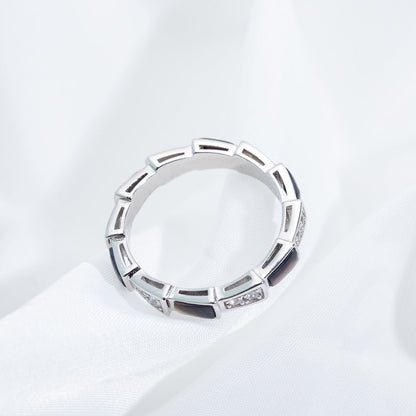 [Rose Jewelrys]SERPENTI RING SILVER  DIAMOND BLACK MOP 3MM