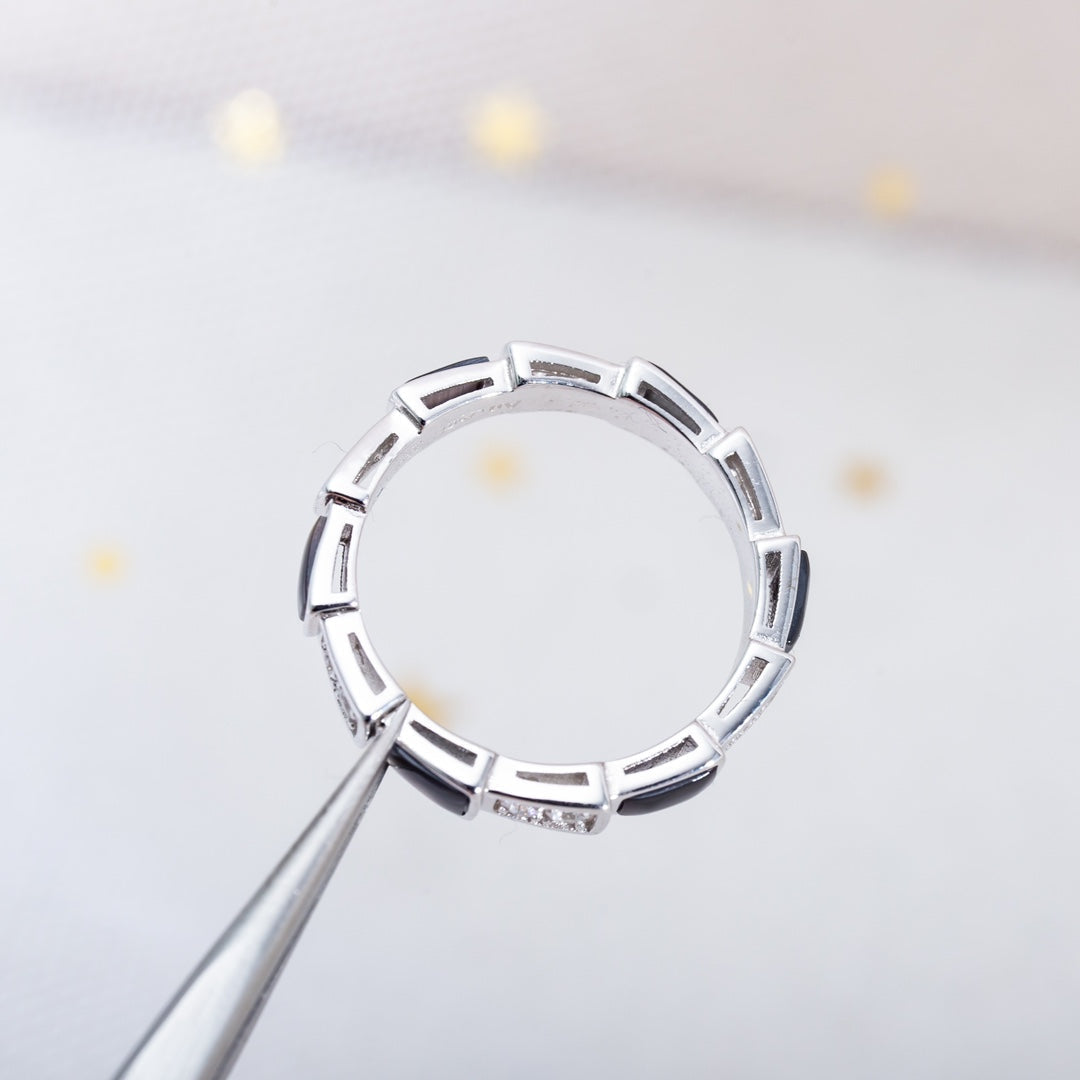 [Rose Jewelrys]SERPENTI RING SILVER  DIAMOND BLACK MOP 3MM
