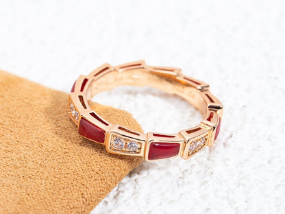 []SERPENTI RING PINK GOLD CARNELIAN DIAMOND 3MM