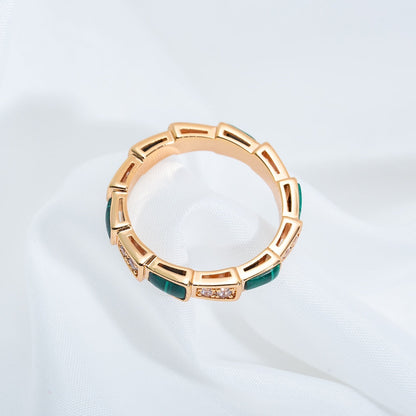 [Rose Jewelrys]SERPENTI RING PINK GOLD MALACHITE DIAMOND 3MM