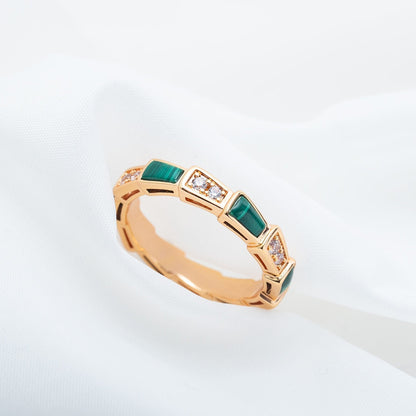[Rose Jewelrys]SERPENTI RING PINK GOLD MALACHITE DIAMOND 3MM