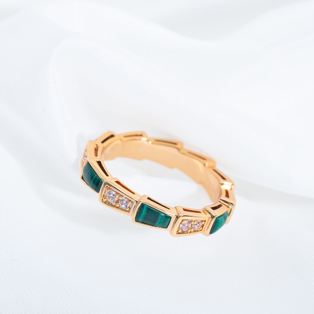 [Rose Jewelrys]SERPENTI RING PINK GOLD MALACHITE DIAMOND 3MM