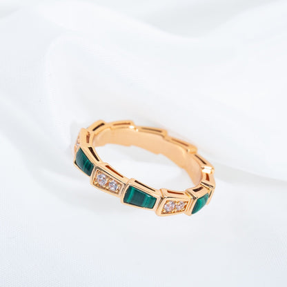 [Rose Jewelrys]SERPENTI RING PINK GOLD MALACHITE DIAMOND 3MM