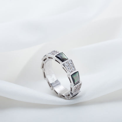 [Rose Jewelrys]SERPENTI RING SILVER DIAMOND BLACK MOP 4MM