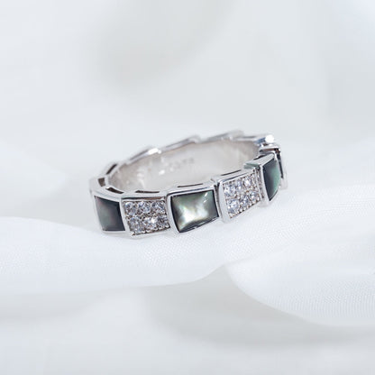 [Rose Jewelrys]SERPENTI RING SILVER DIAMOND BLACK MOP 4MM