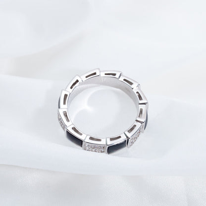 [Rose Jewelrys]SERPENTI RING SILVER DIAMOND BLACK MOP 4MM