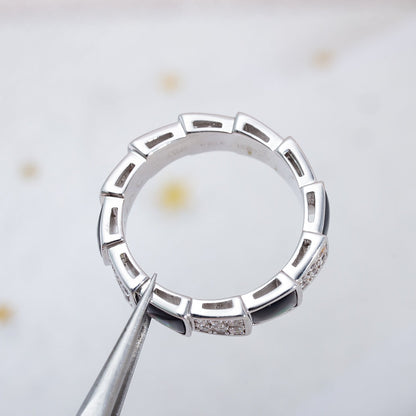 [Rose Jewelrys]SERPENTI RING SILVER DIAMOND BLACK MOP 4MM