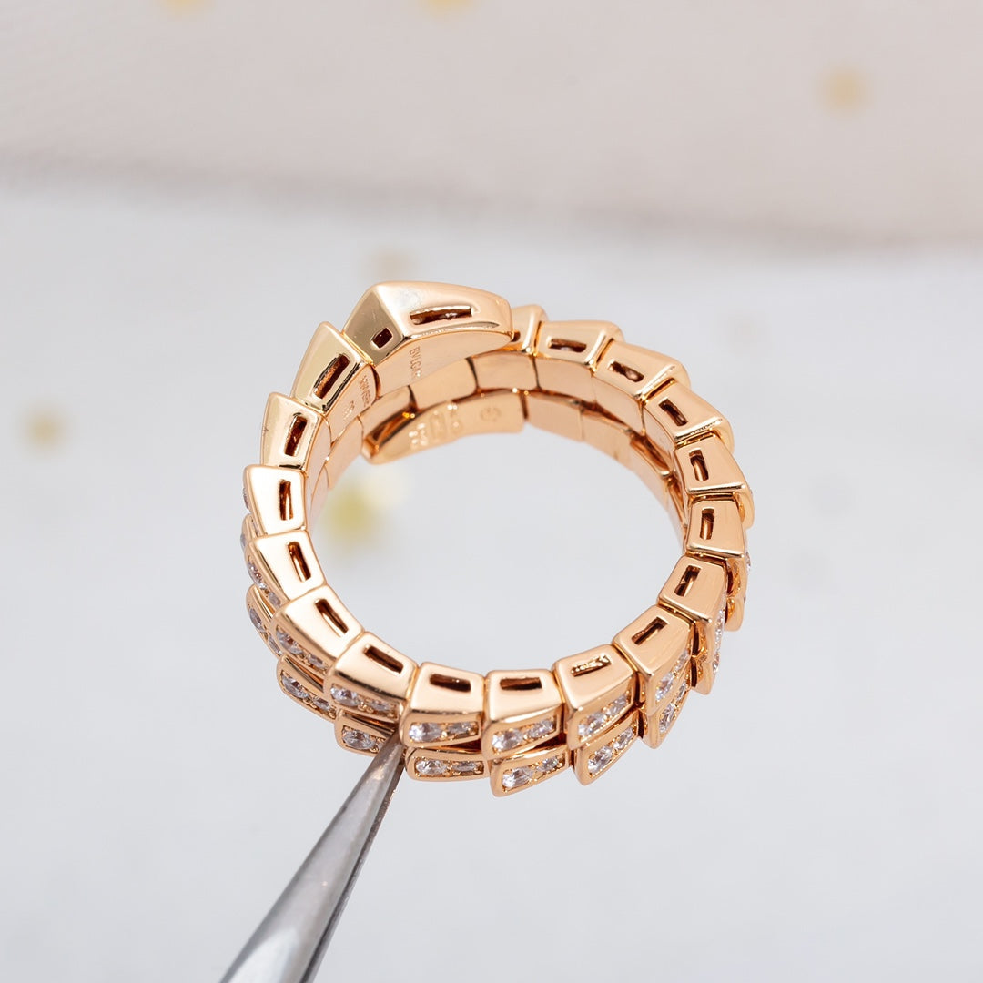 [Rose Jewelrys]SERPENTI RING PINK GOLD DIAMOND DOUBLE ROW