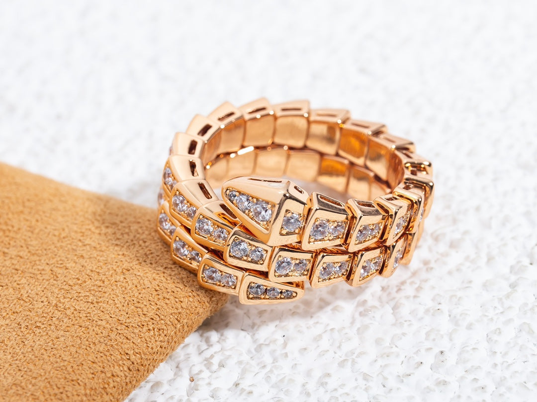 [Rose Jewelrys]SERPENTI RING PINK GOLD DIAMOND DOUBLE ROW