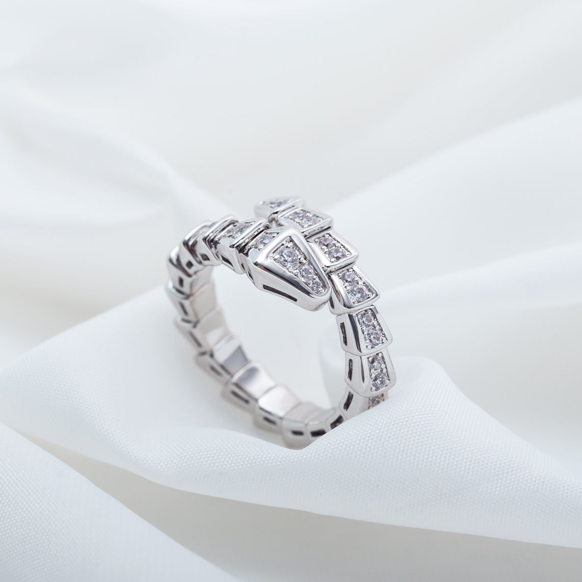 [Rose Jewelrys]SERPENTI RING SILVER DIAMOND PAVED 4MM