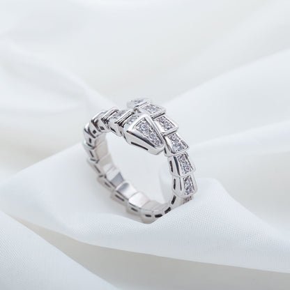 [Rose Jewelrys]SERPENTI RING SILVER DIAMOND PAVED 4MM