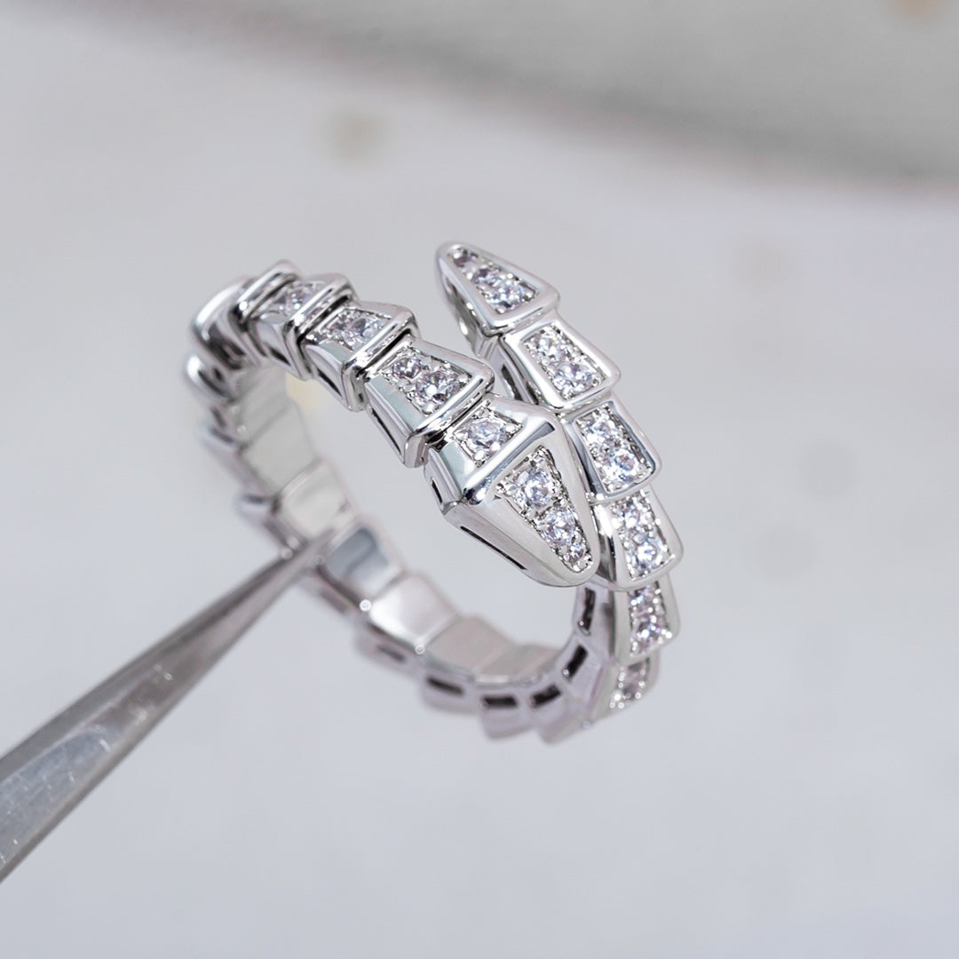 [Rose Jewelrys]SERPENTI RING SILVER DIAMOND PAVED 4MM