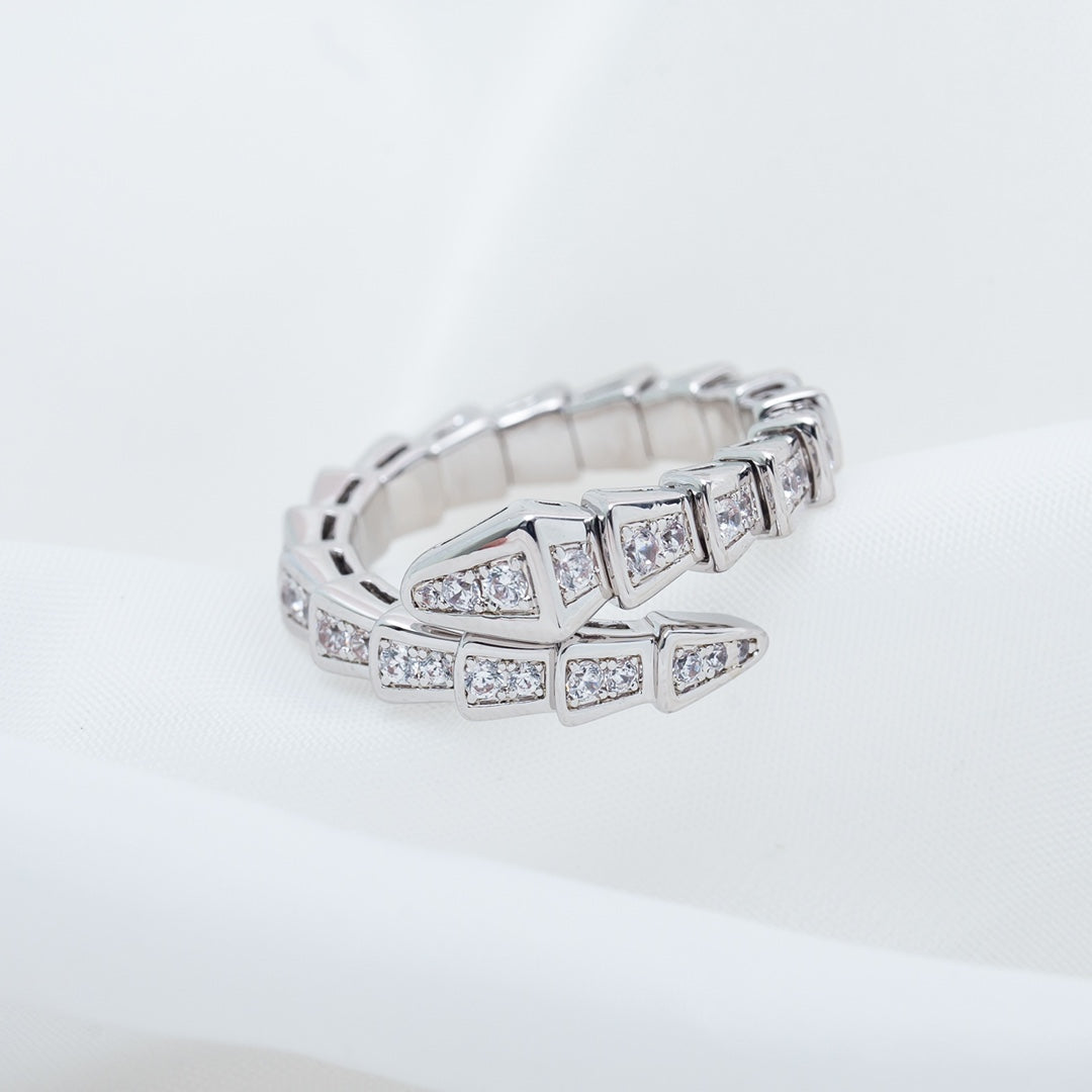 [Rose Jewelrys]SERPENTI RING SILVER DIAMOND PAVED 4MM