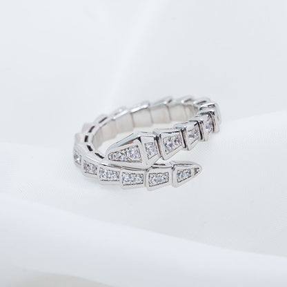 [Rose Jewelrys]SERPENTI RING SILVER DIAMOND PAVED 4MM