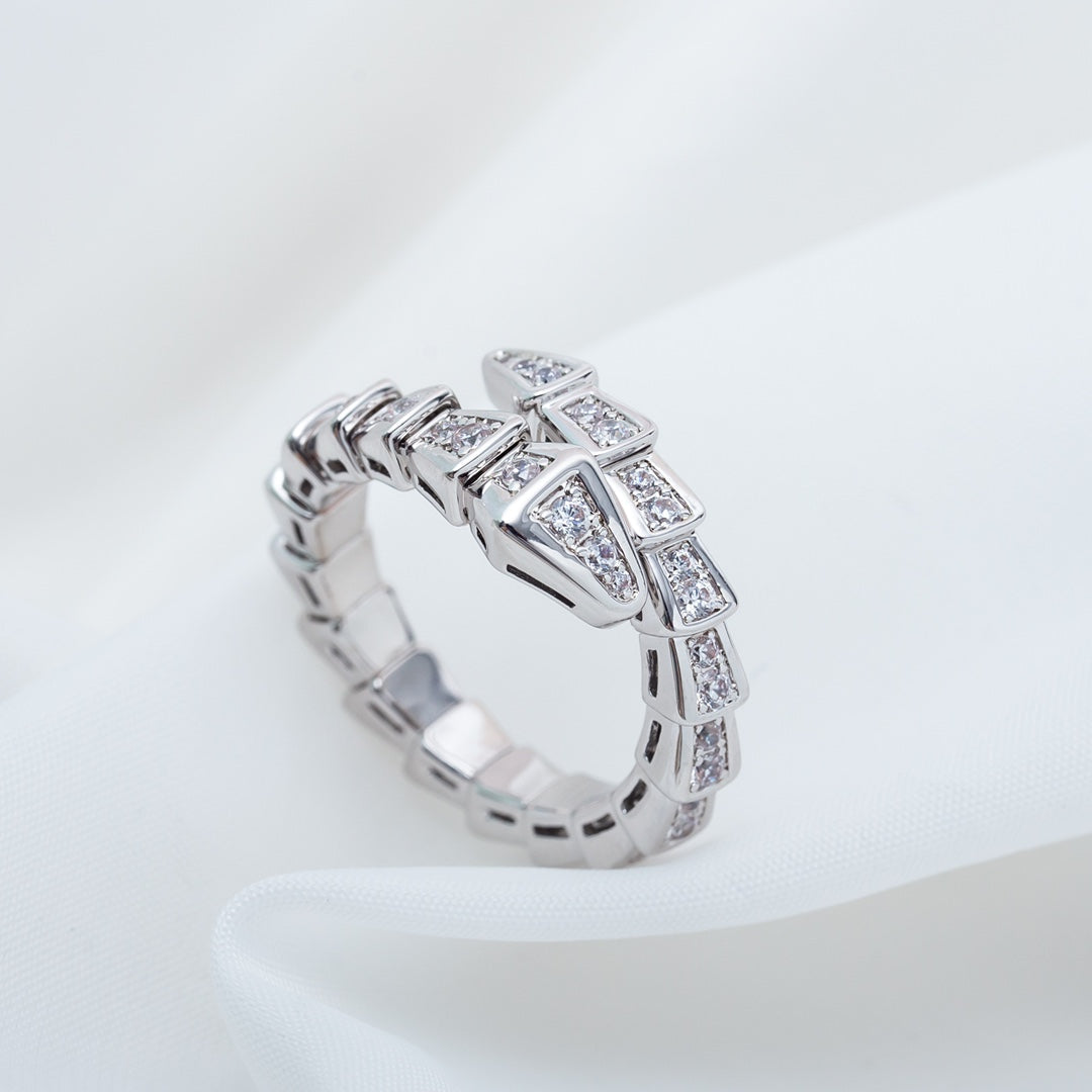 [Rose Jewelrys]SERPENTI RING SILVER DIAMOND PAVED 4MM