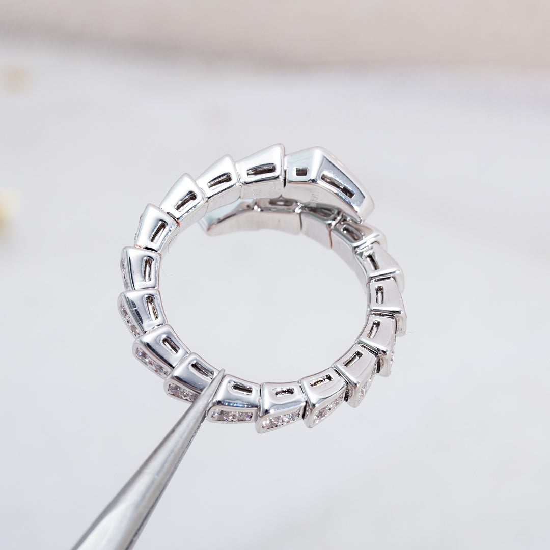 [Rose Jewelrys]SERPENTI RING SILVER DIAMOND PAVED 4MM