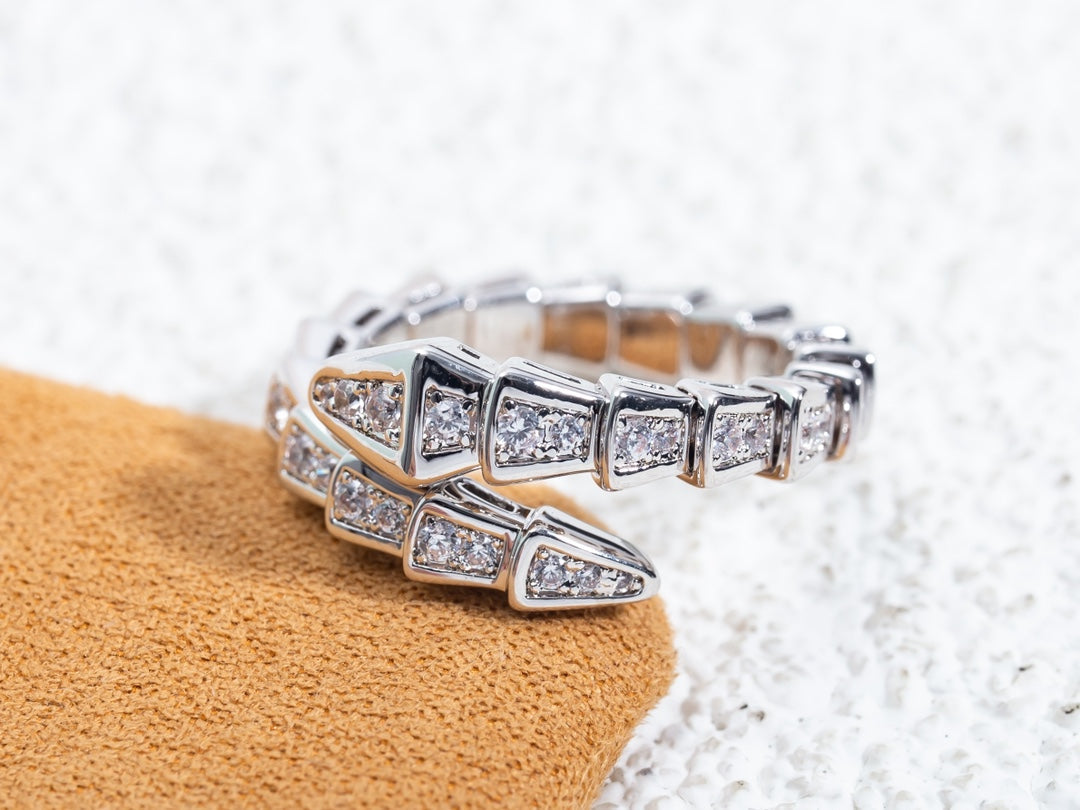 [Rose Jewelrys]SERPENTI RING SILVER DIAMOND PAVED 4MM