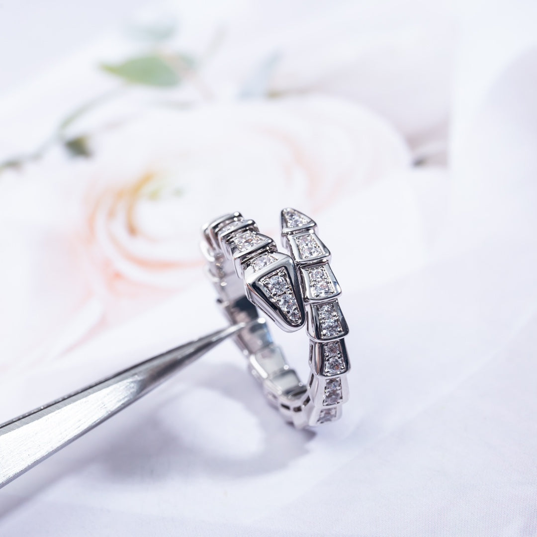 [Rose Jewelrys]SERPENTI RING SILVER DIAMOND PAVED 4MM