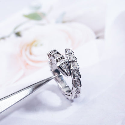 [Rose Jewelrys]SERPENTI RING SILVER DIAMOND PAVED 4MM