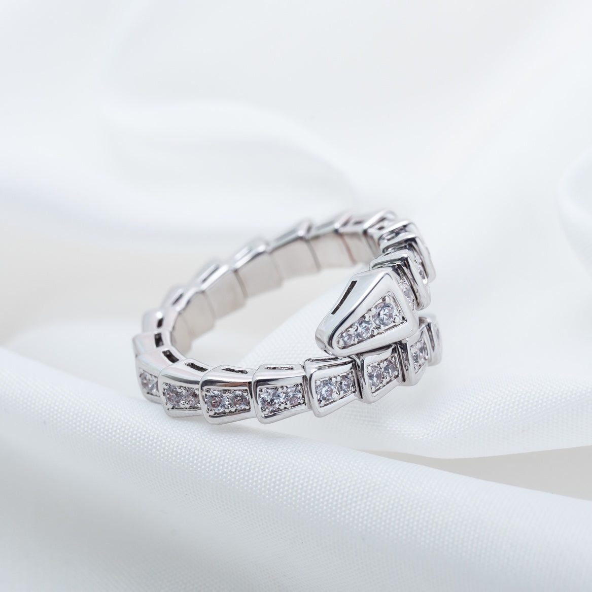 [Rose Jewelrys]SERPENTI RING SILVER DIAMOND PAVED 4MM