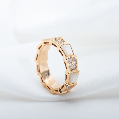 [Rose Jewelrys]SERPENTI RING PINK GOLD MOP DIAMOND PAVED 4MM