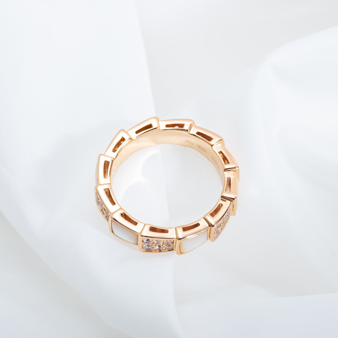 [Rose Jewelrys]SERPENTI RING PINK GOLD MOP DIAMOND PAVED 4MM