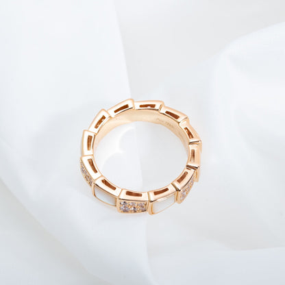 [Rose Jewelrys]SERPENTI RING PINK GOLD MOP DIAMOND PAVED 4MM