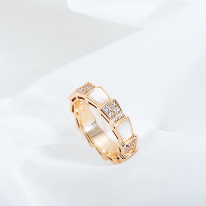 [Rose Jewelrys]SERPENTI RING PINK GOLD MOP DIAMOND PAVED 4MM
