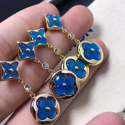 []STAR AND SUN AGATE DIAMOND EARRINGS
