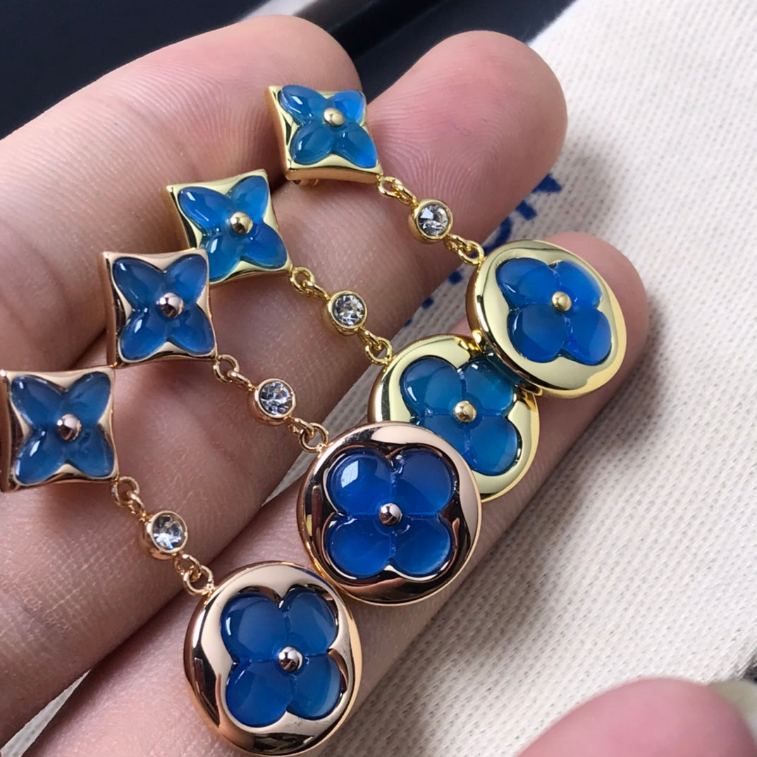 [Rose Jewelrys]STAR AND SUN AGATE DIAMOND EARRINGS
