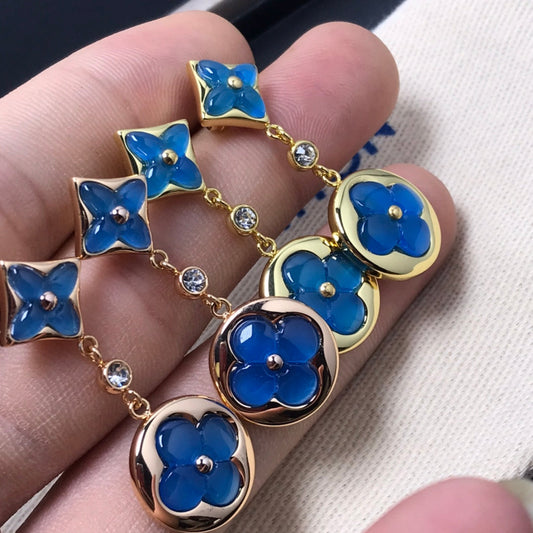 [Rose Jewelrys]STAR AND SUN AGATE DIAMOND EARRINGS